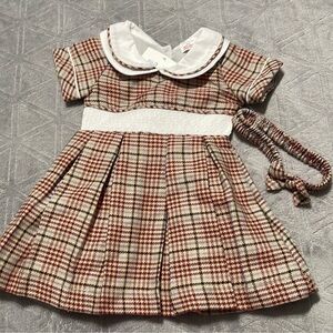 Plaid pleaded dress with matching headband